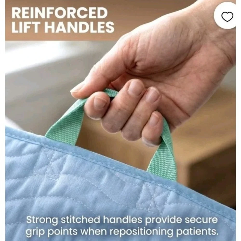 2 Teal Elite Washable Positioning Bed Pad with 8 Reinforced Handles – 34